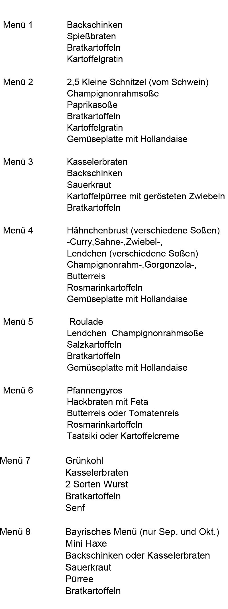 Michis Catering Angebot Menü
